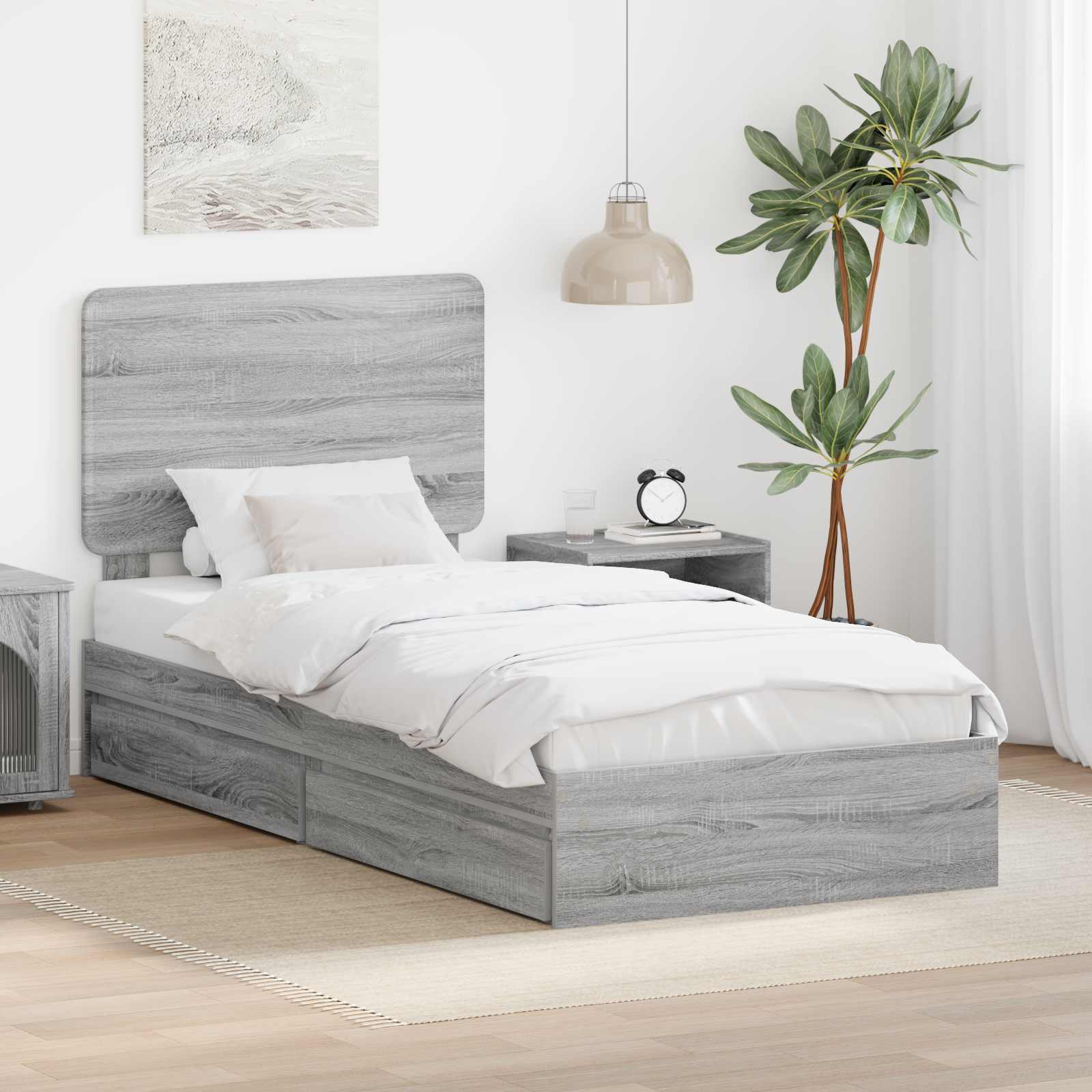 vidaXL Bedframe met lade met hoofdeinde Wit 200 x 200 cm Bewerkt hout