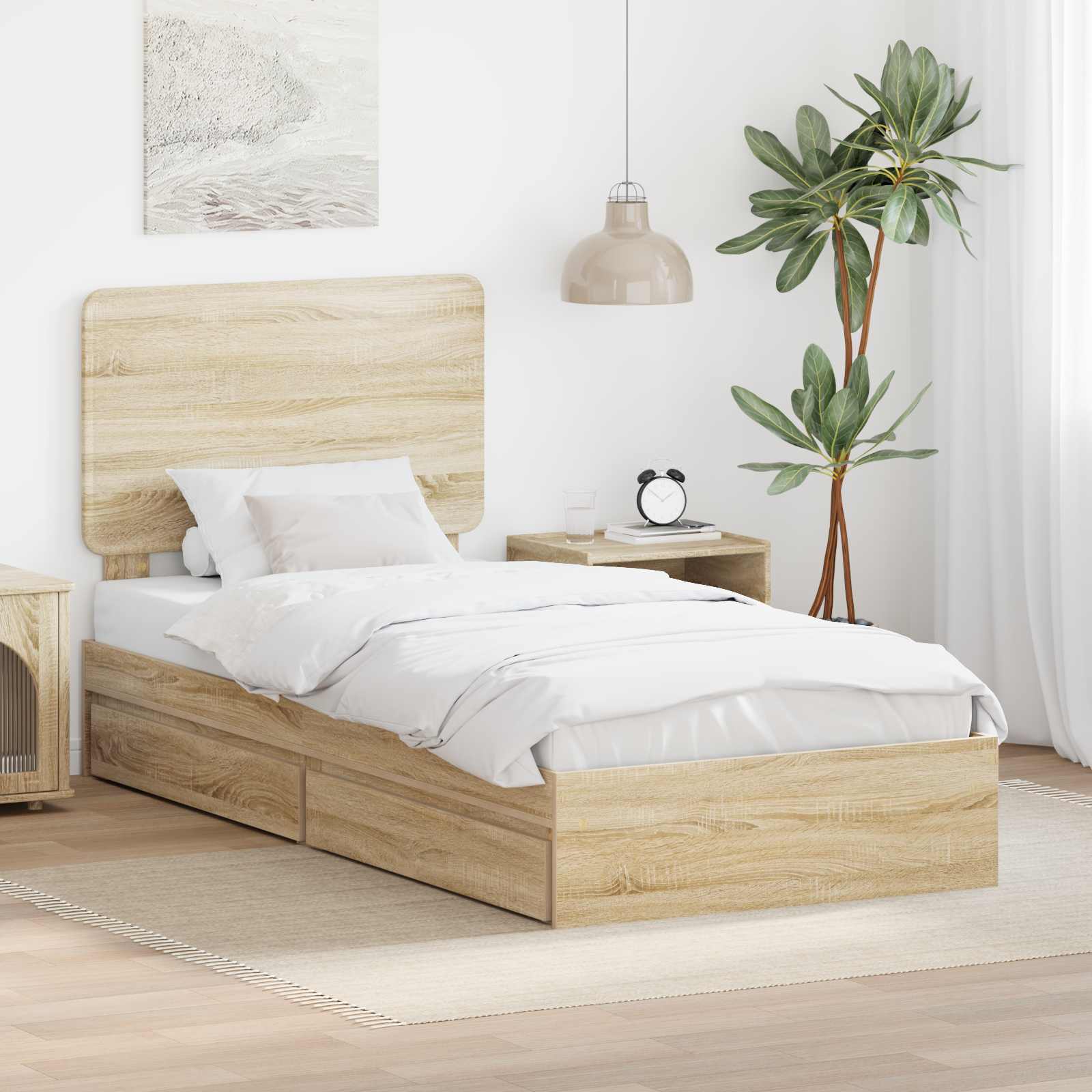 vidaXL Bedframe met lade met hoofdeinde Wit 200 x 200 cm Bewerkt hout