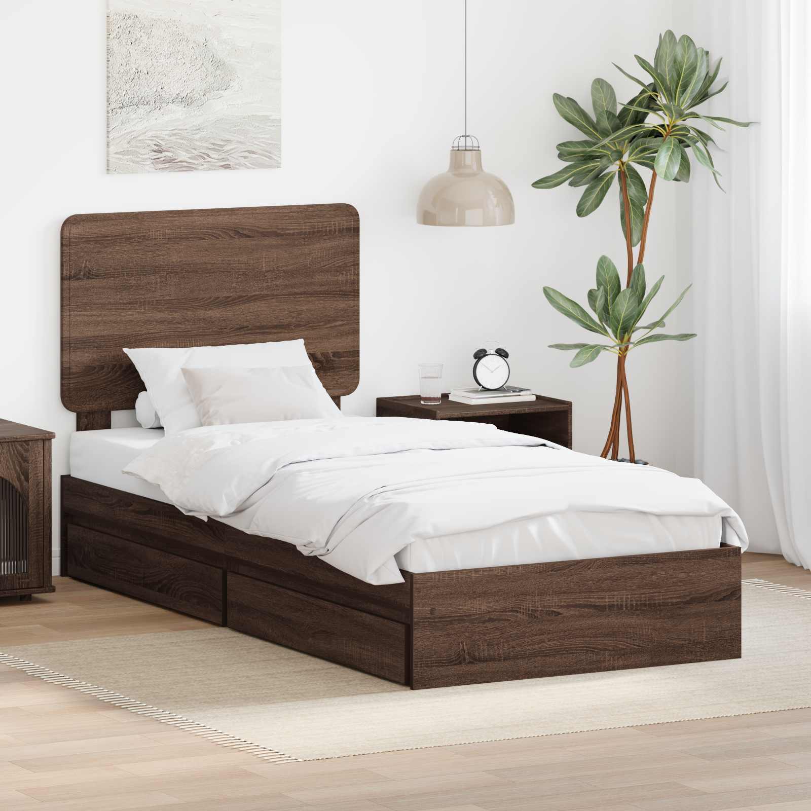 vidaXL Bedframe met lade met hoofdeinde Wit 200 x 200 cm Bewerkt hout