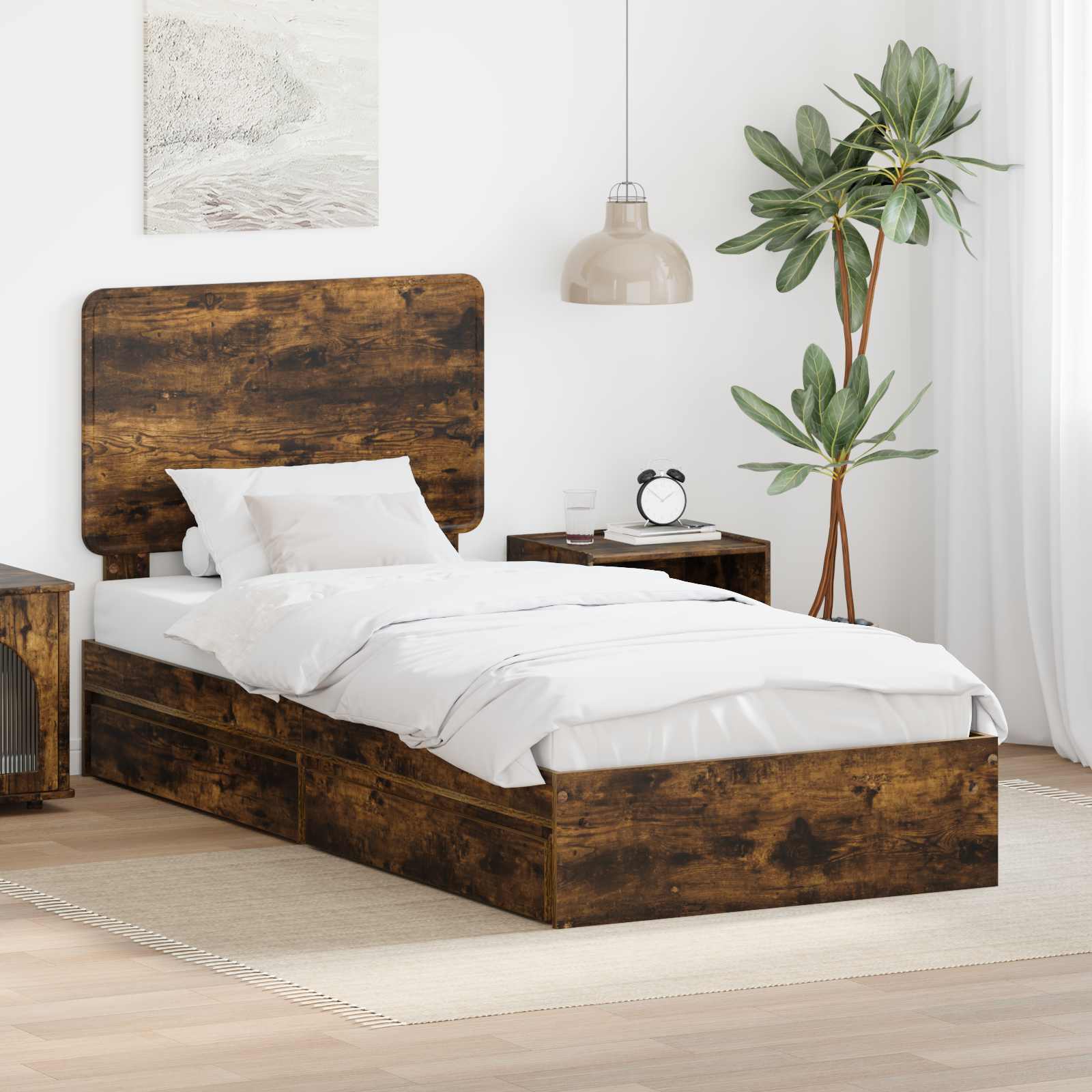 vidaXL Bedframe met lade met hoofdeinde Wit 200 x 200 cm Bewerkt hout