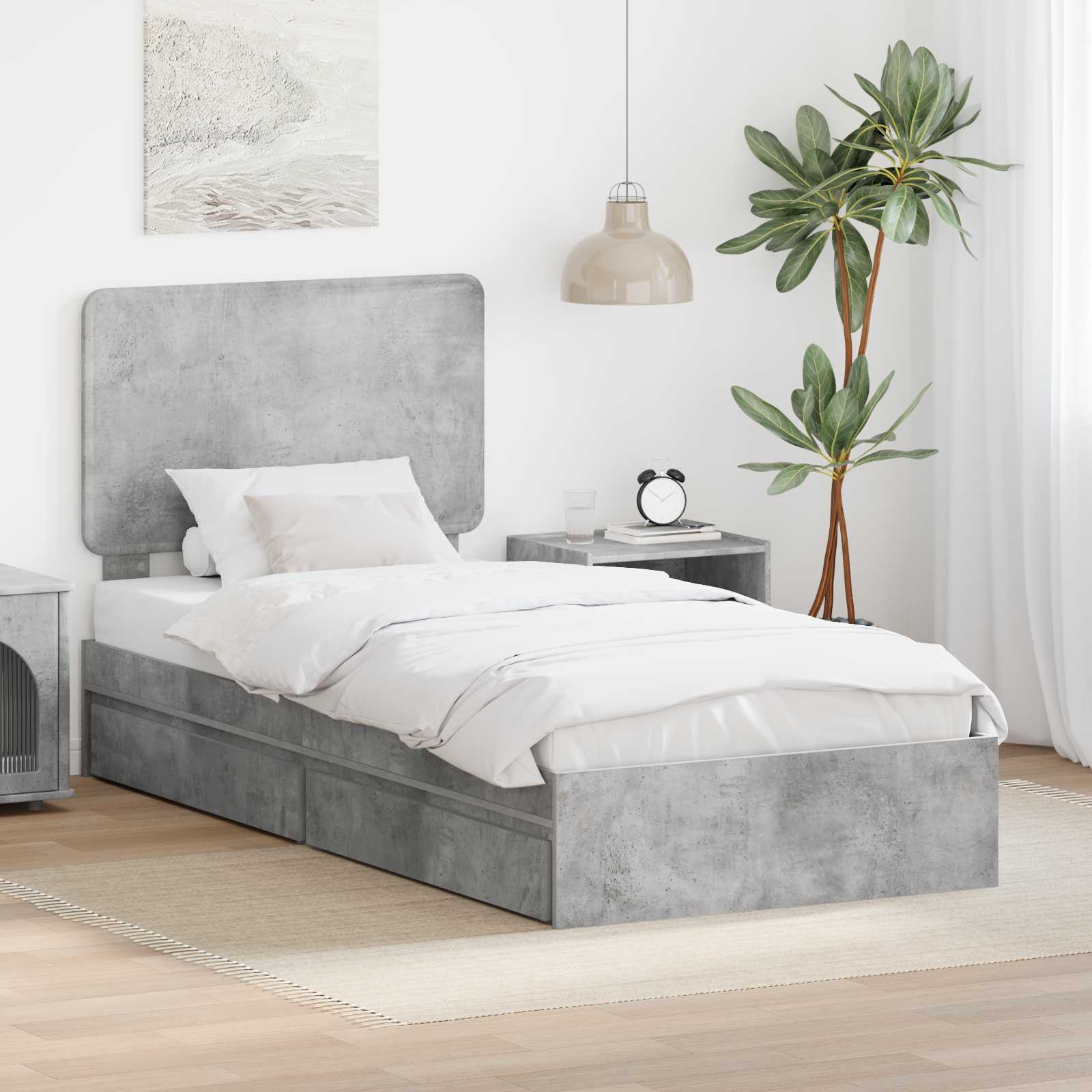 vidaXL Bedframe met lade met hoofdeinde Wit 200 x 200 cm Bewerkt hout