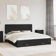 vidaXL Bedframe met hoofdeinde Zwart 200 x 200 cm Bewerkt hout