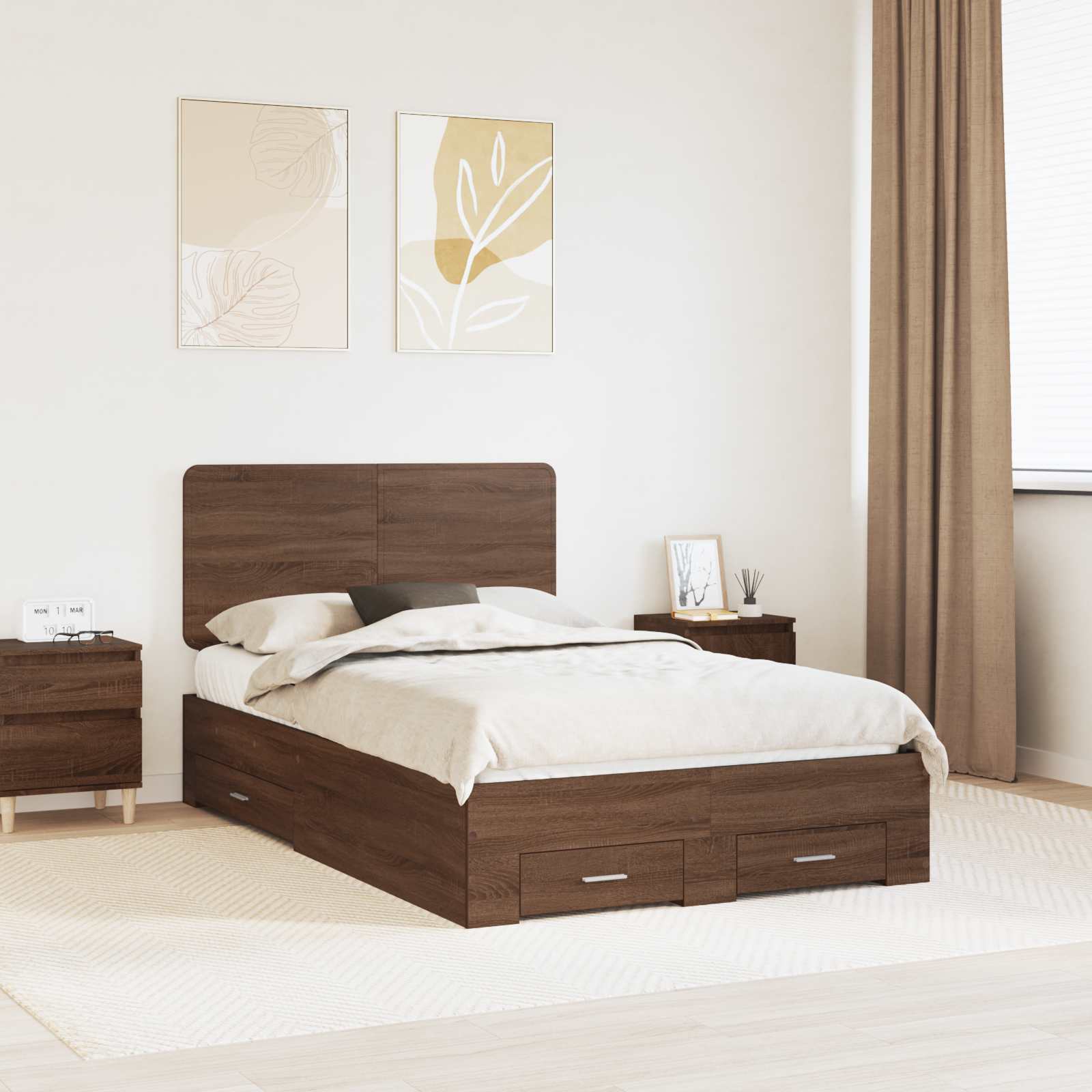 vidaXL Bedframe met hoofdeinde Zwart 200 x 200 cm Bewerkt hout