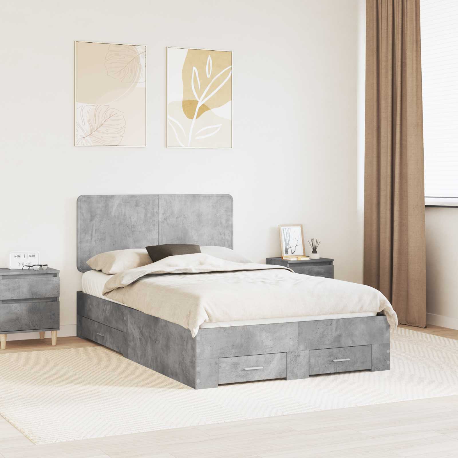 vidaXL Bedframe met hoofdeinde Zwart 200 x 200 cm Bewerkt hout