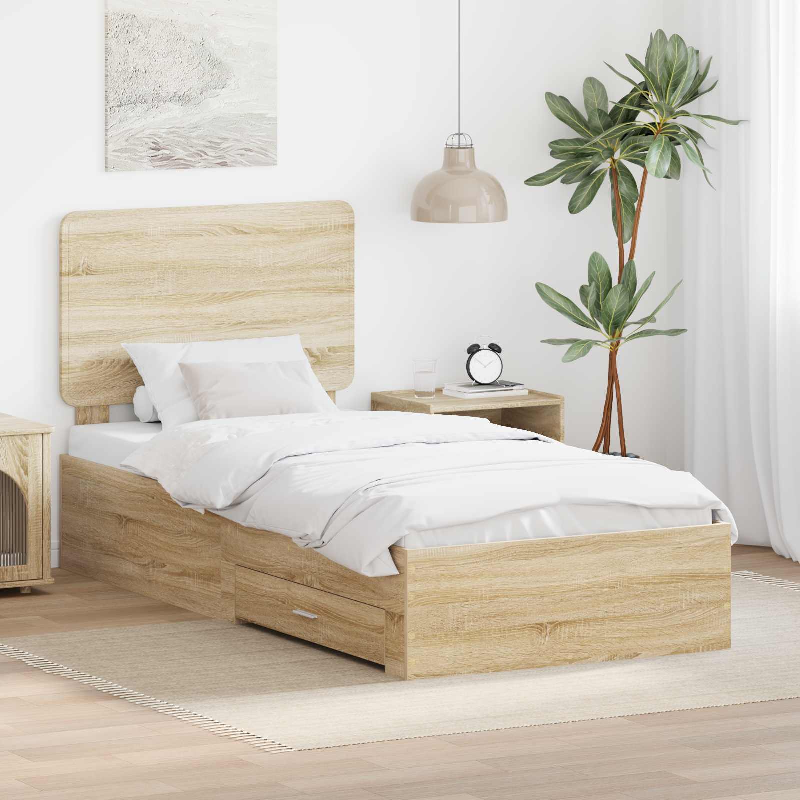 vidaXL Bedframe met hoofdeinde Zwart 200 x 200 cm Bewerkt hout