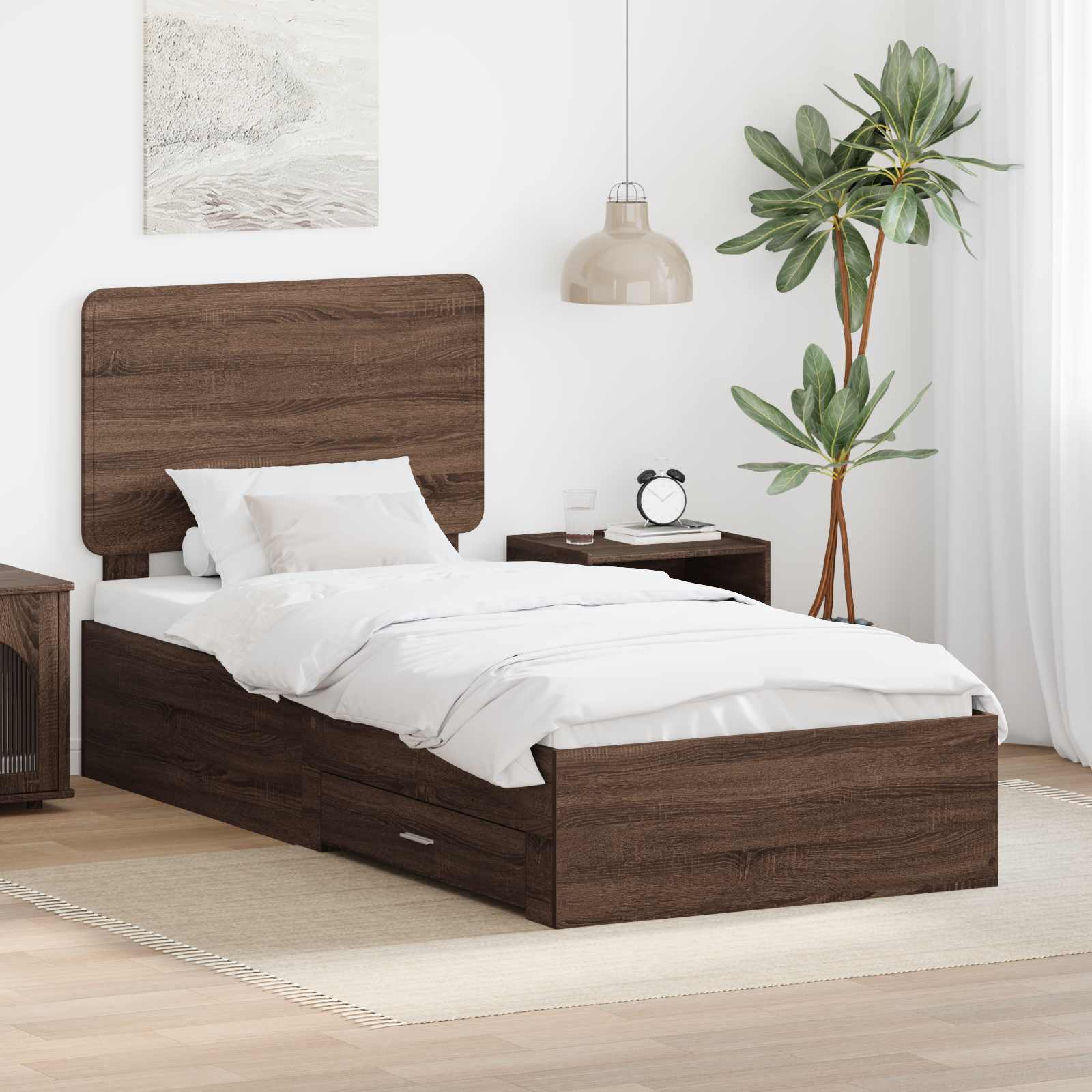 vidaXL Bedframe met hoofdeinde Zwart 200 x 200 cm Bewerkt hout