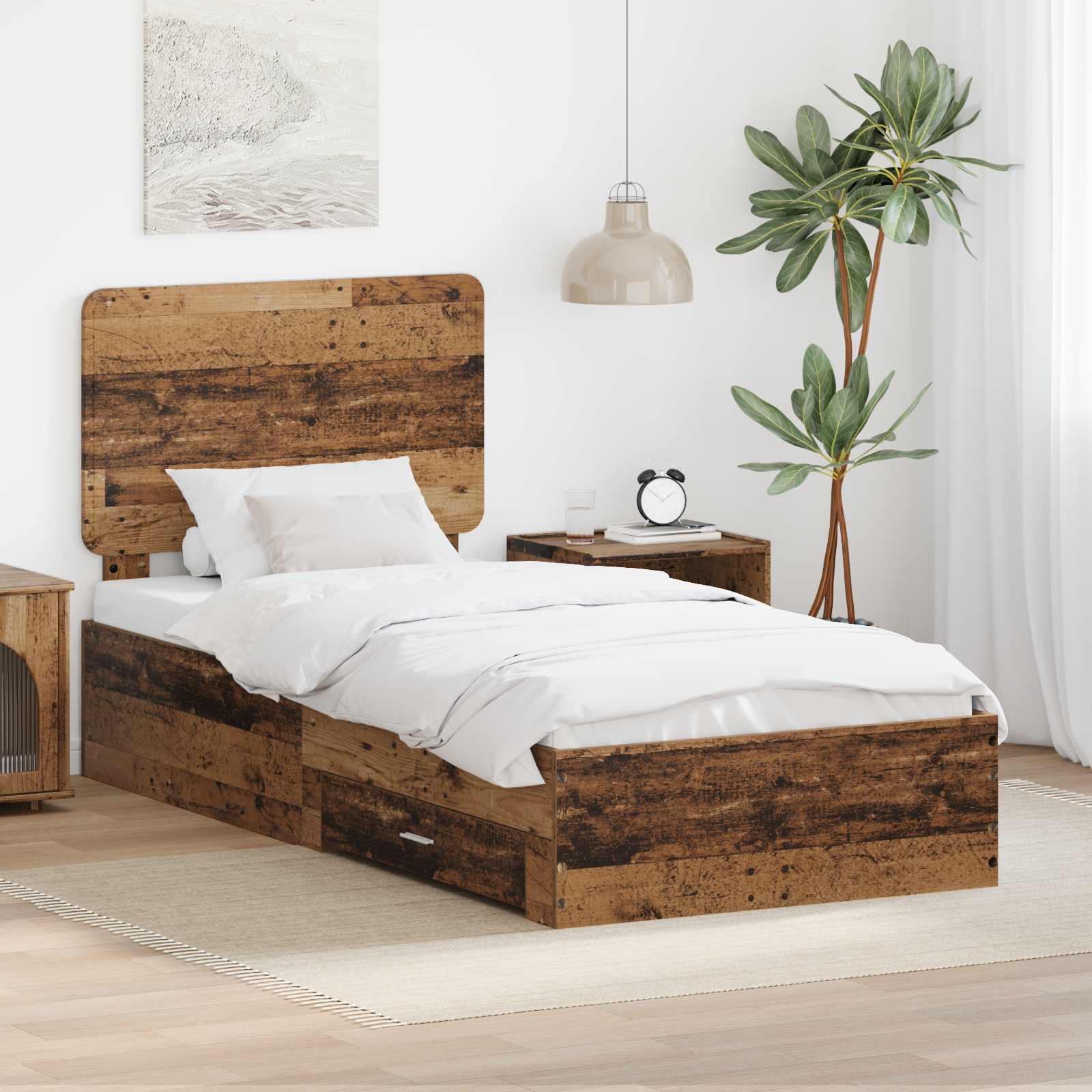 vidaXL Bedframe met hoofdeinde Zwart 200 x 200 cm Bewerkt hout