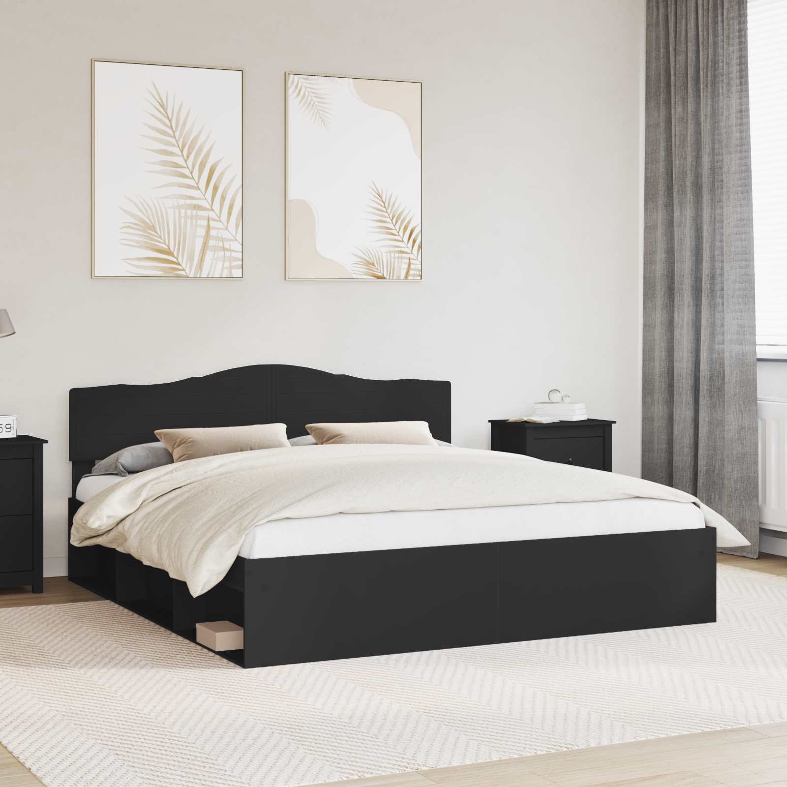 vidaXL Bedframe met hoofdeinde Wit 200 x 200 cm Massief grenenhout