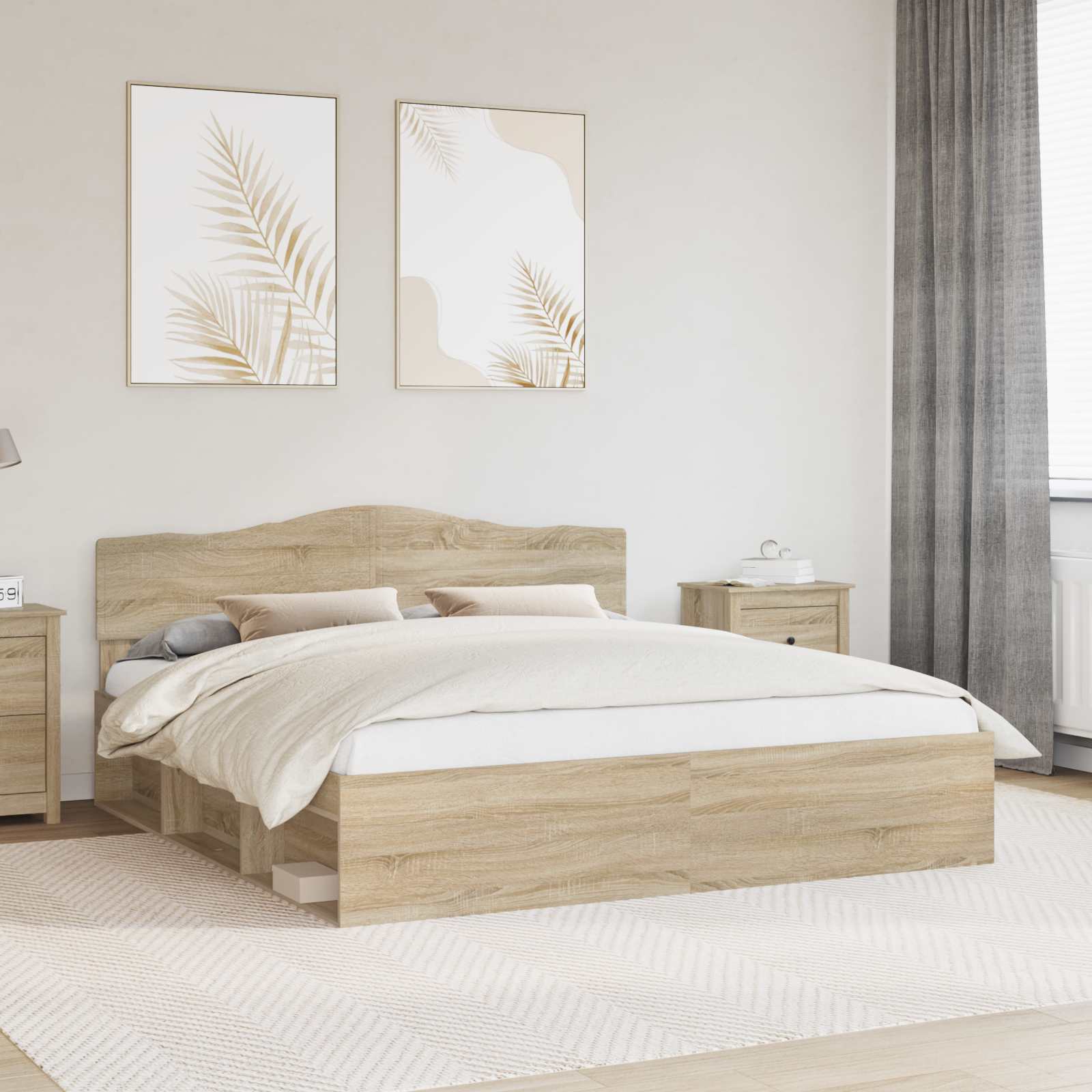 vidaXL Bedframe met hoofdeinde Wit 200 x 200 cm Massief grenenhout