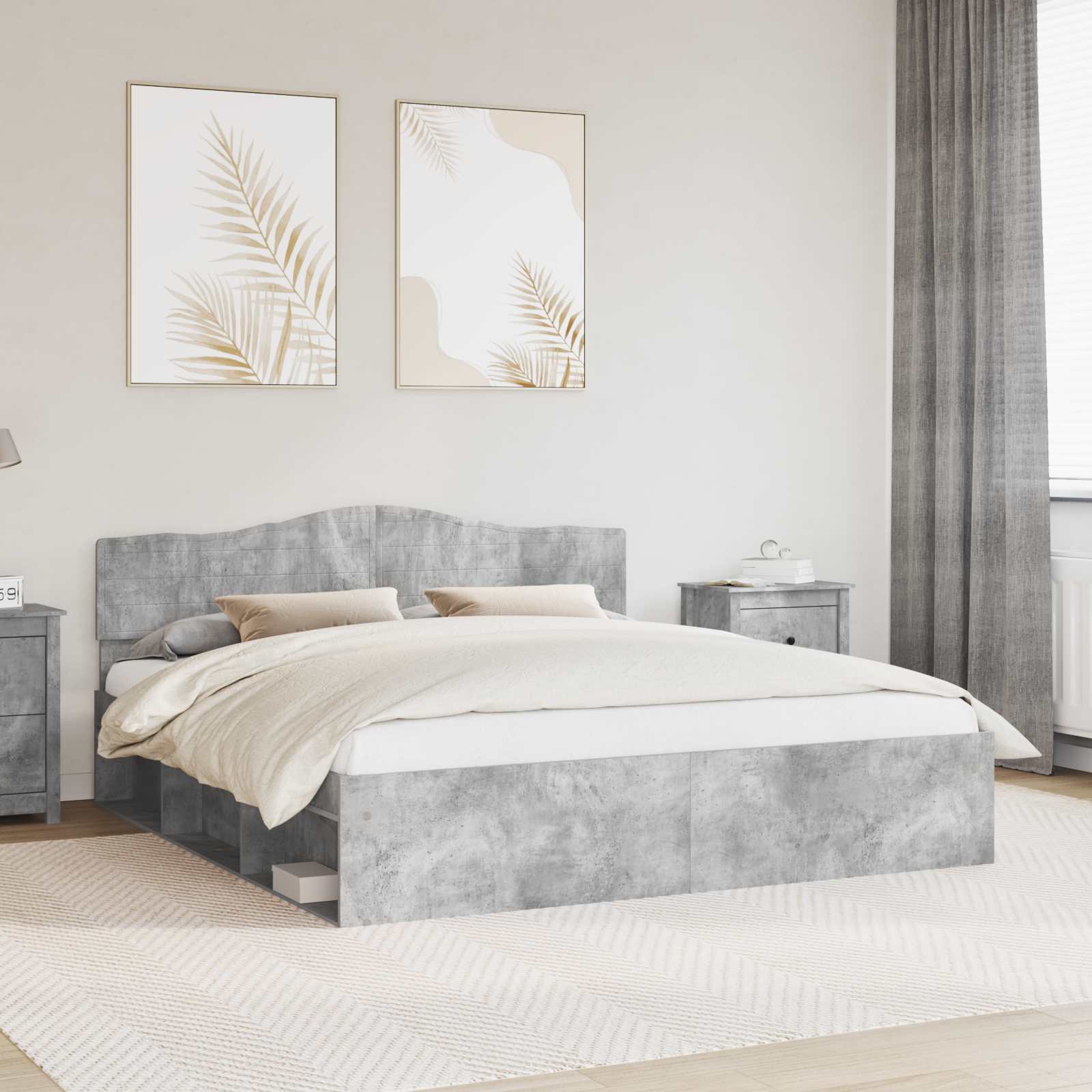 vidaXL Bedframe met hoofdeinde Wit 200 x 200 cm Massief grenenhout