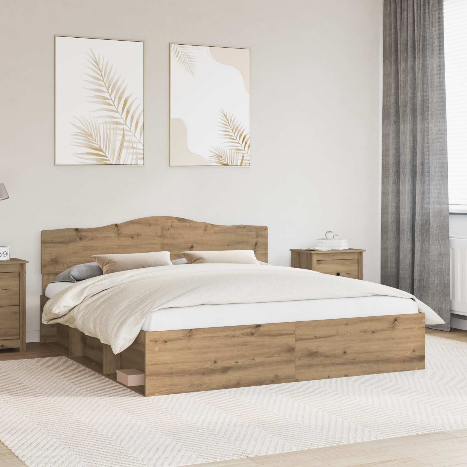 vidaXL Bedframe met hoofdeinde Wit 200 x 200 cm Massief grenenhout