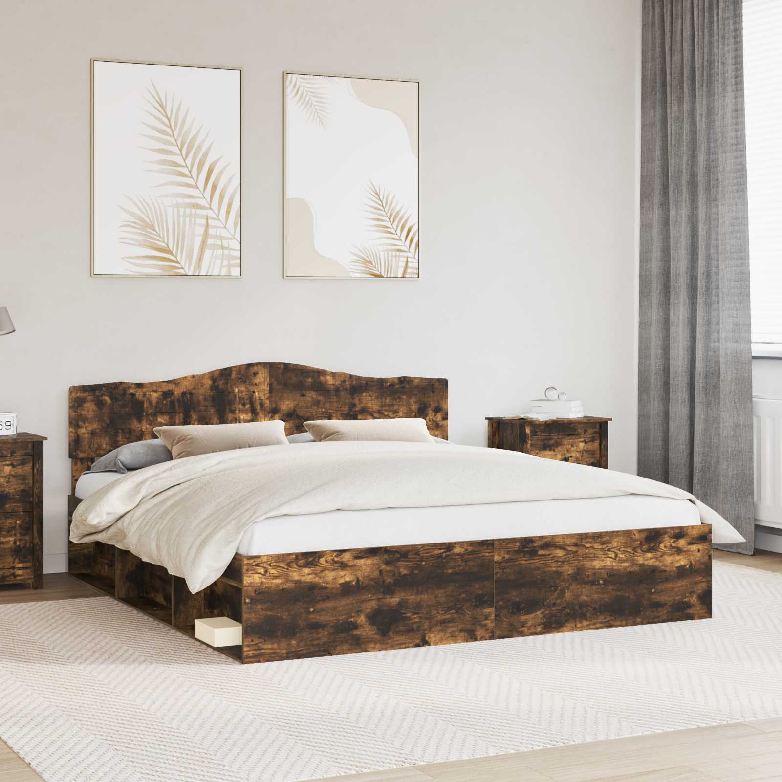 vidaXL Bedframe met hoofdeinde Wit 200 x 200 cm Massief grenenhout