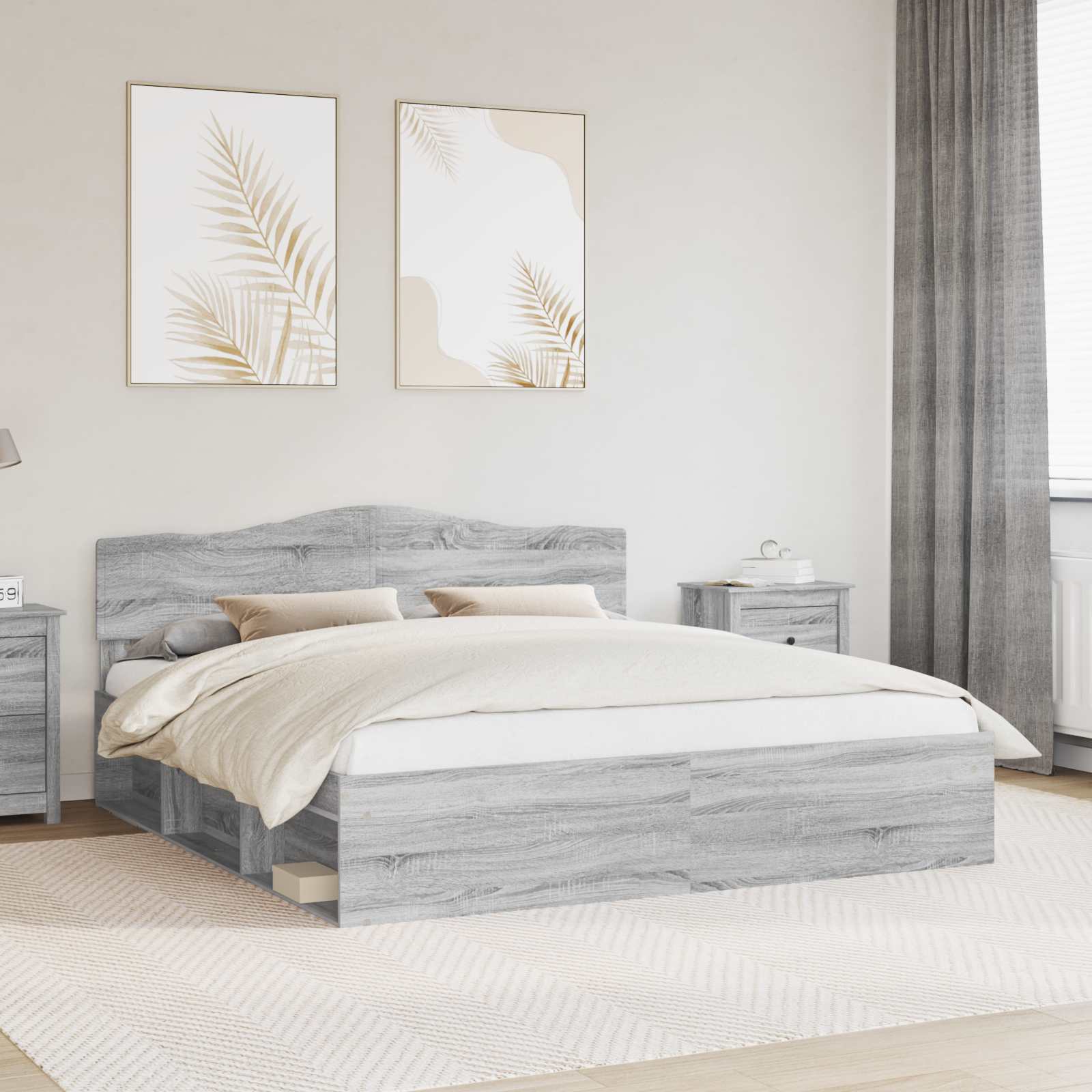 vidaXL Bedframe met hoofdeinde Wit 200 x 200 cm Massief grenenhout