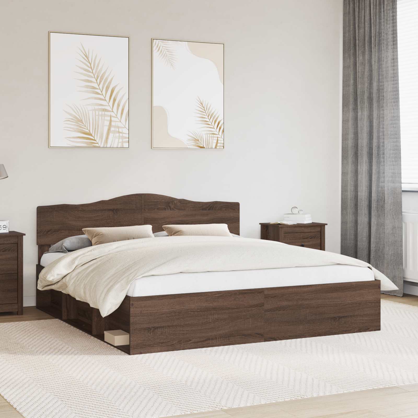 vidaXL Bedframe met hoofdeinde Wit 200 x 200 cm Massief grenenhout