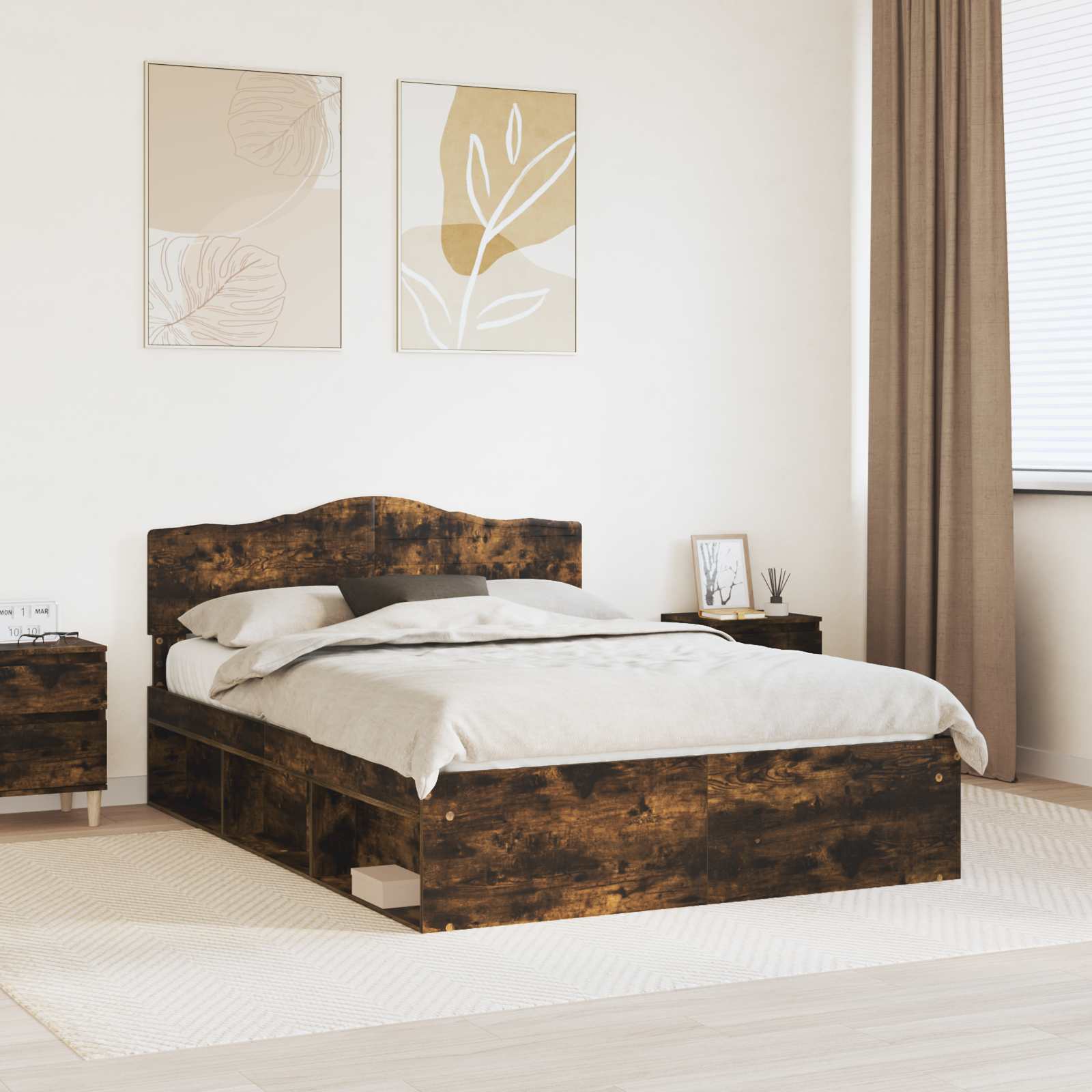 vidaXL Bedframe met hoofdeinde Wit 200 x 200 cm Massief grenenhout