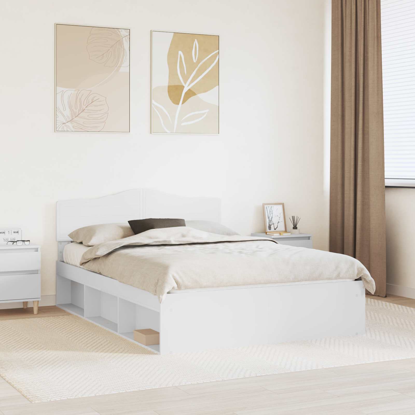 vidaXL Bedframe met hoofdeinde Wit 200 x 200 cm Massief grenenhout