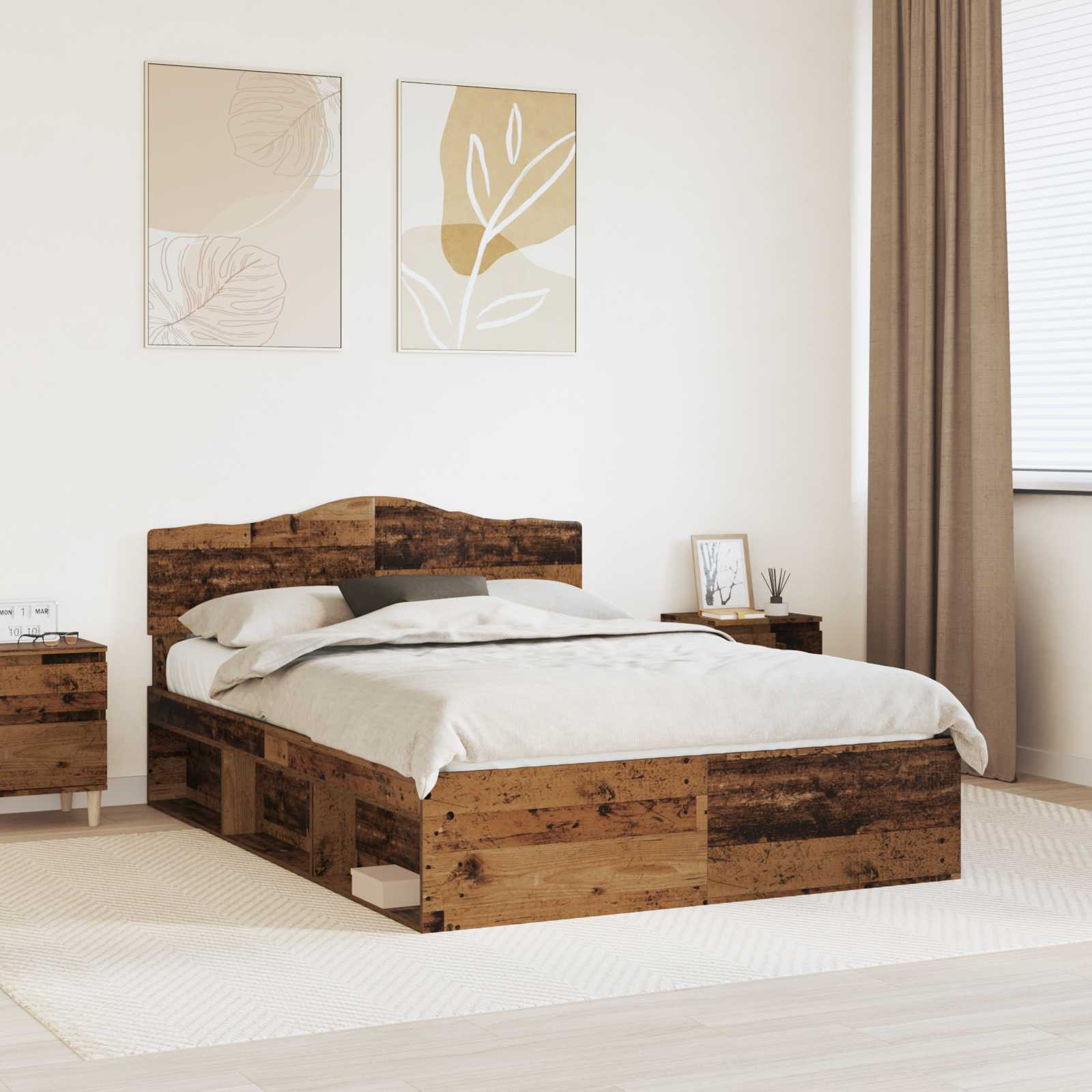 vidaXL Bedframe met hoofdeinde Wit 200 x 200 cm Massief grenenhout