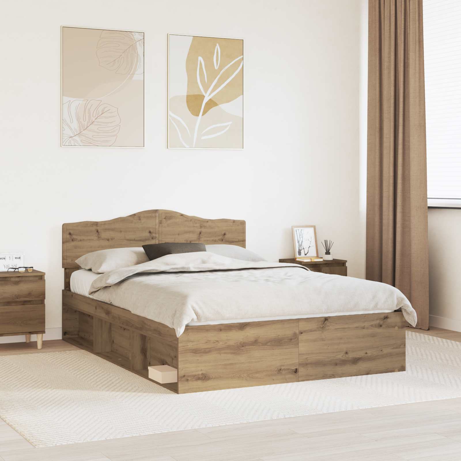 vidaXL Bedframe met hoofdeinde Wit 200 x 200 cm Massief grenenhout