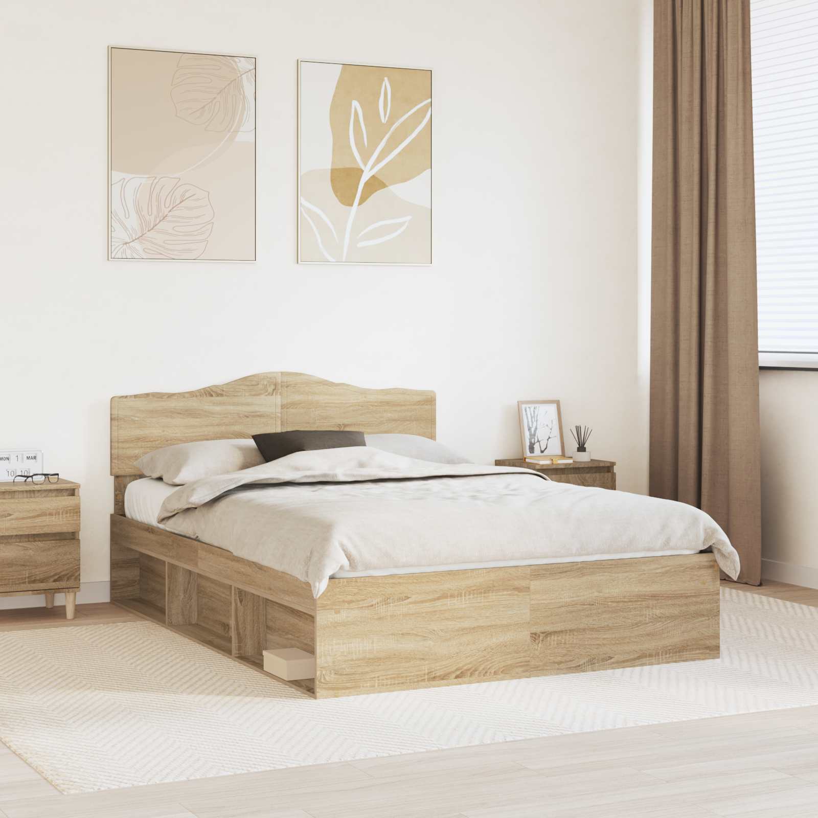 vidaXL Bedframe met hoofdeinde Wit 200 x 200 cm Massief grenenhout