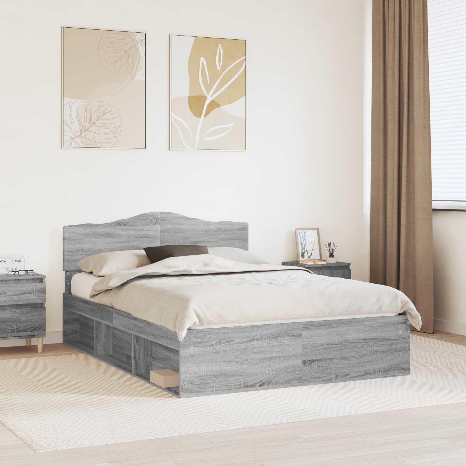 vidaXL Bedframe met hoofdeinde Wit 200 x 200 cm Massief grenenhout