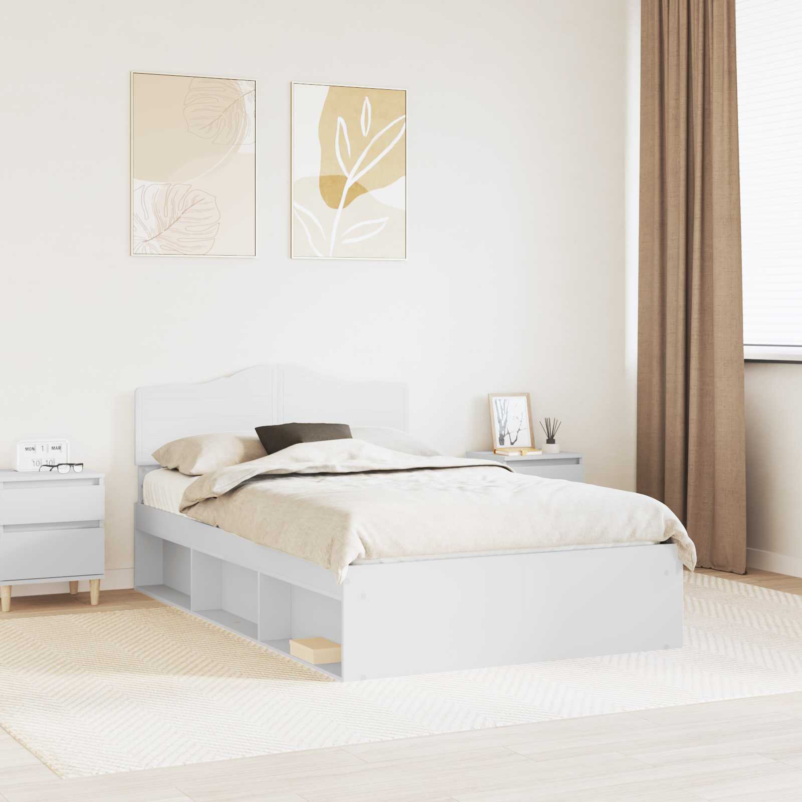 vidaXL Bedframe met hoofdeinde Wit 200 x 200 cm Massief grenenhout