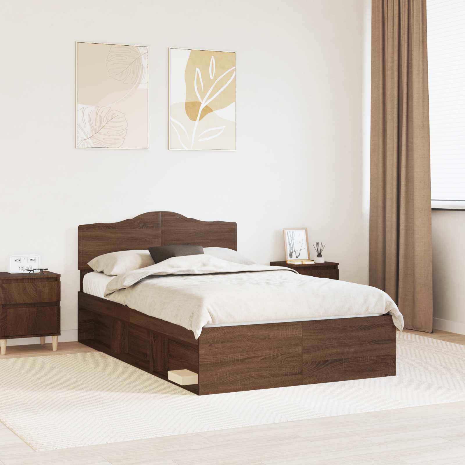 vidaXL Bedframe met hoofdeinde Wit 200 x 200 cm Massief grenenhout