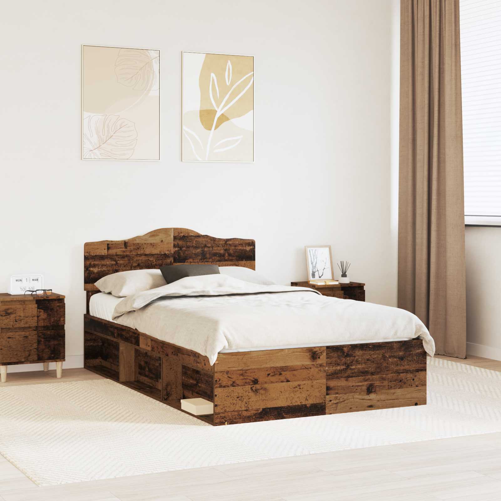vidaXL Bedframe met hoofdeinde Wit 200 x 200 cm Massief grenenhout