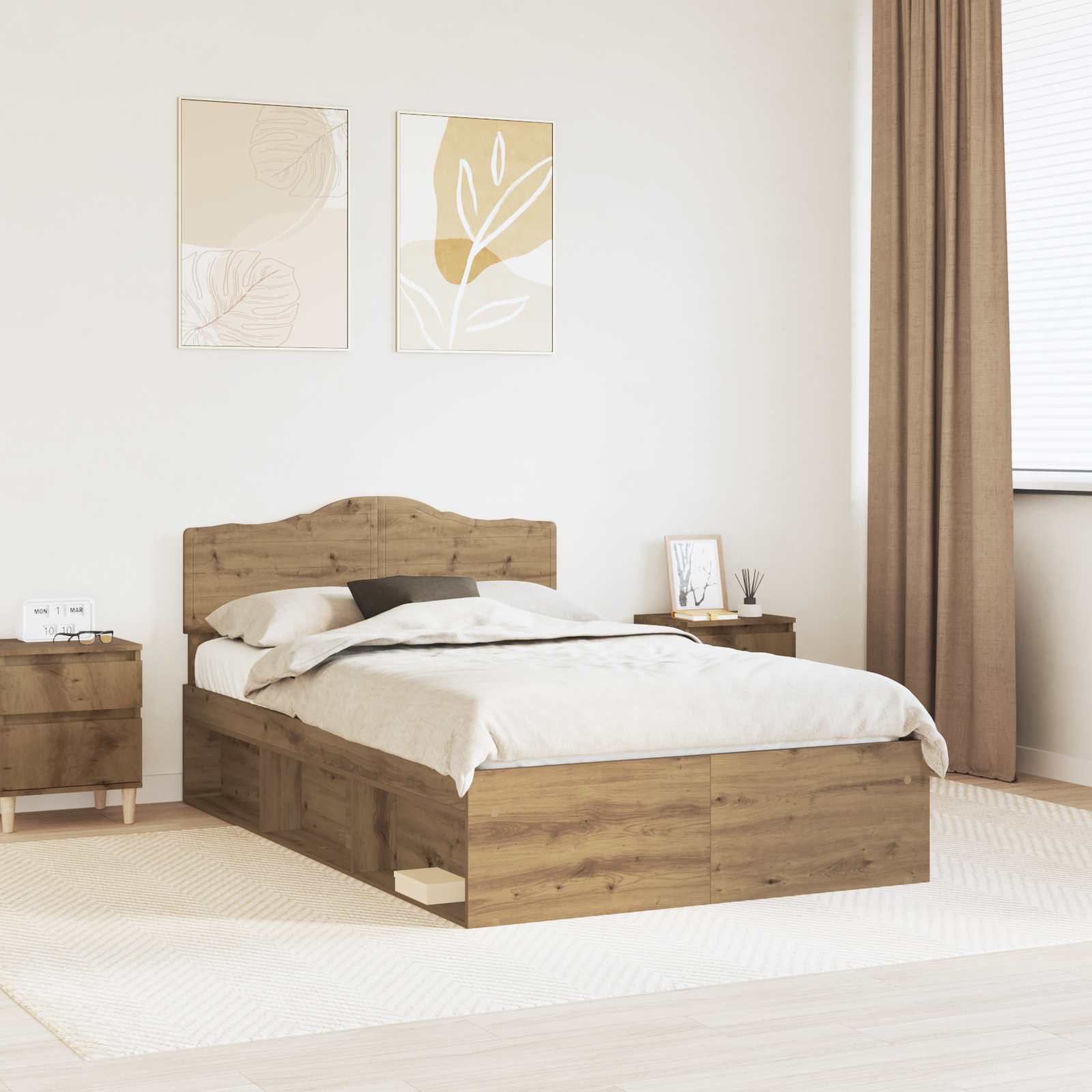 vidaXL Bedframe met hoofdeinde Wit 200 x 200 cm Massief grenenhout