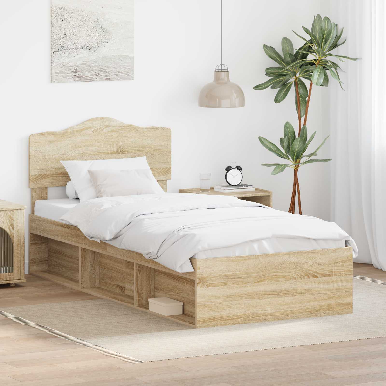 vidaXL Bedframe met hoofdeinde Wit 200 x 200 cm Massief grenenhout