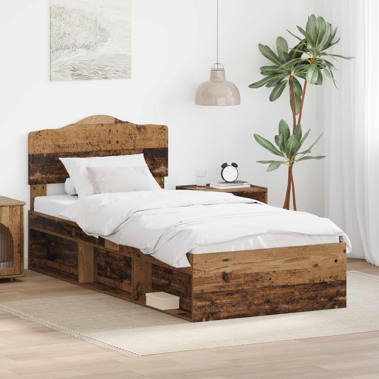 vidaXL Bedframe met hoofdeinde Wit 200 x 200 cm Massief grenenhout