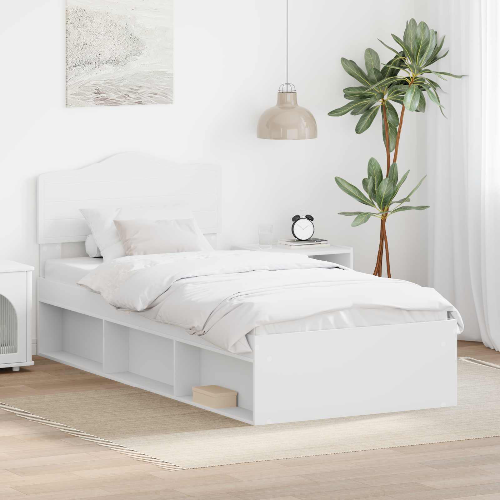 vidaXL Bedframe met hoofdeinde Wit 200 x 200 cm Massief grenenhout