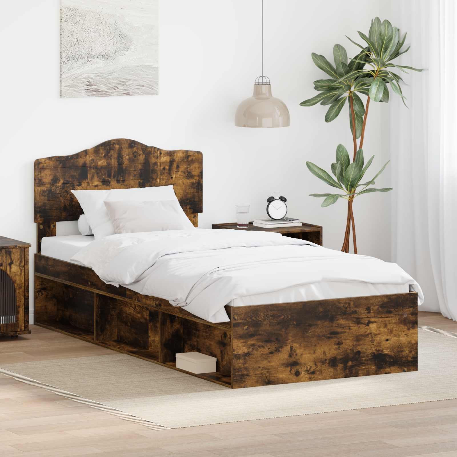 vidaXL Bedframe met hoofdeinde Wit 200 x 200 cm Massief grenenhout