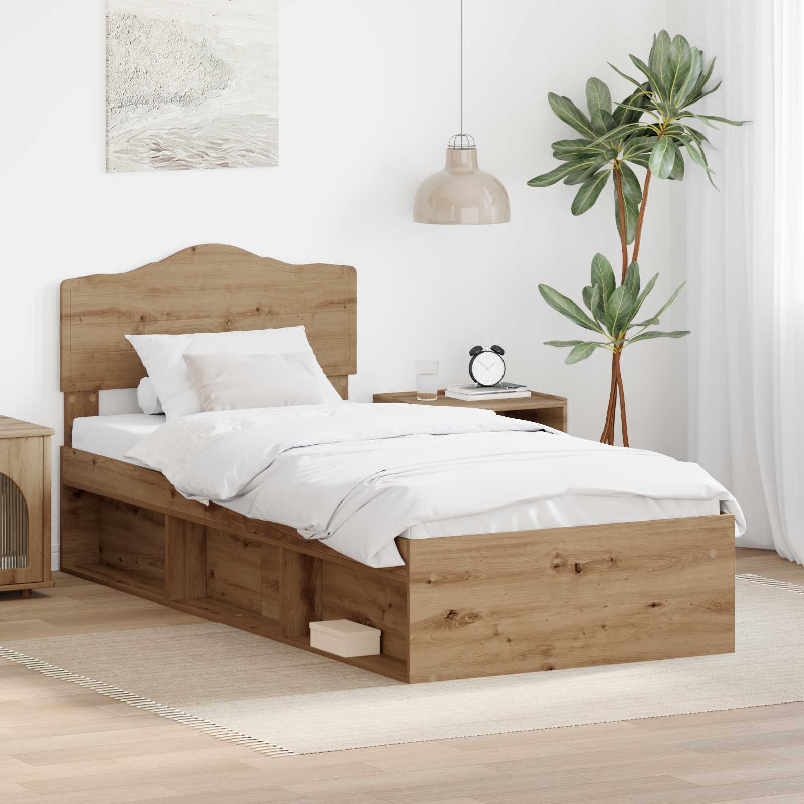 vidaXL Bedframe met hoofdeinde Wit 200 x 200 cm Massief grenenhout