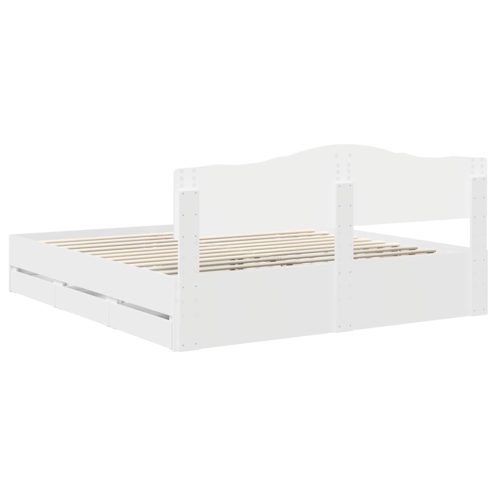 vidaXL Bedframe met lade met opslag Wit 200 x 200 cm Ingenieurshout