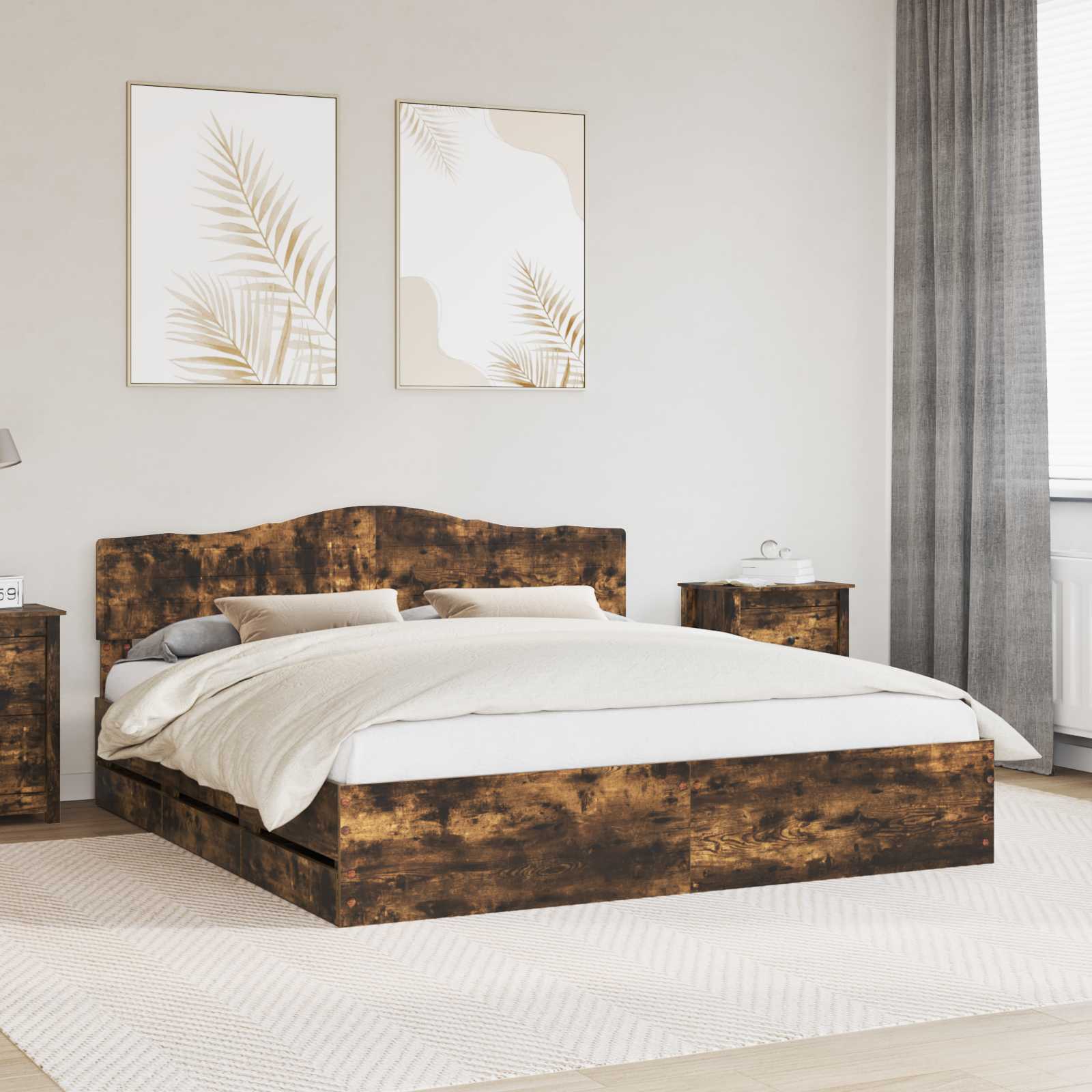 vidaXL Bedframe met lade met opslag Wit 200 x 200 cm Ingenieurshout