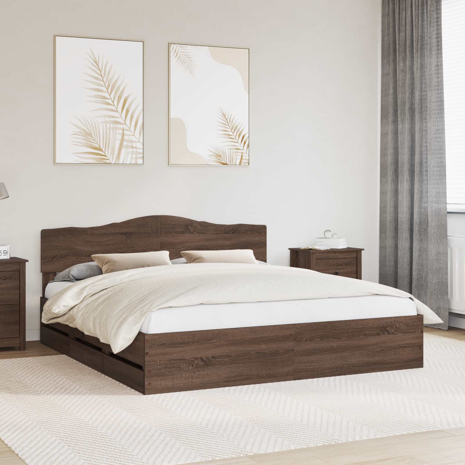 vidaXL Bedframe met lade met opslag Wit 200 x 200 cm Ingenieurshout
