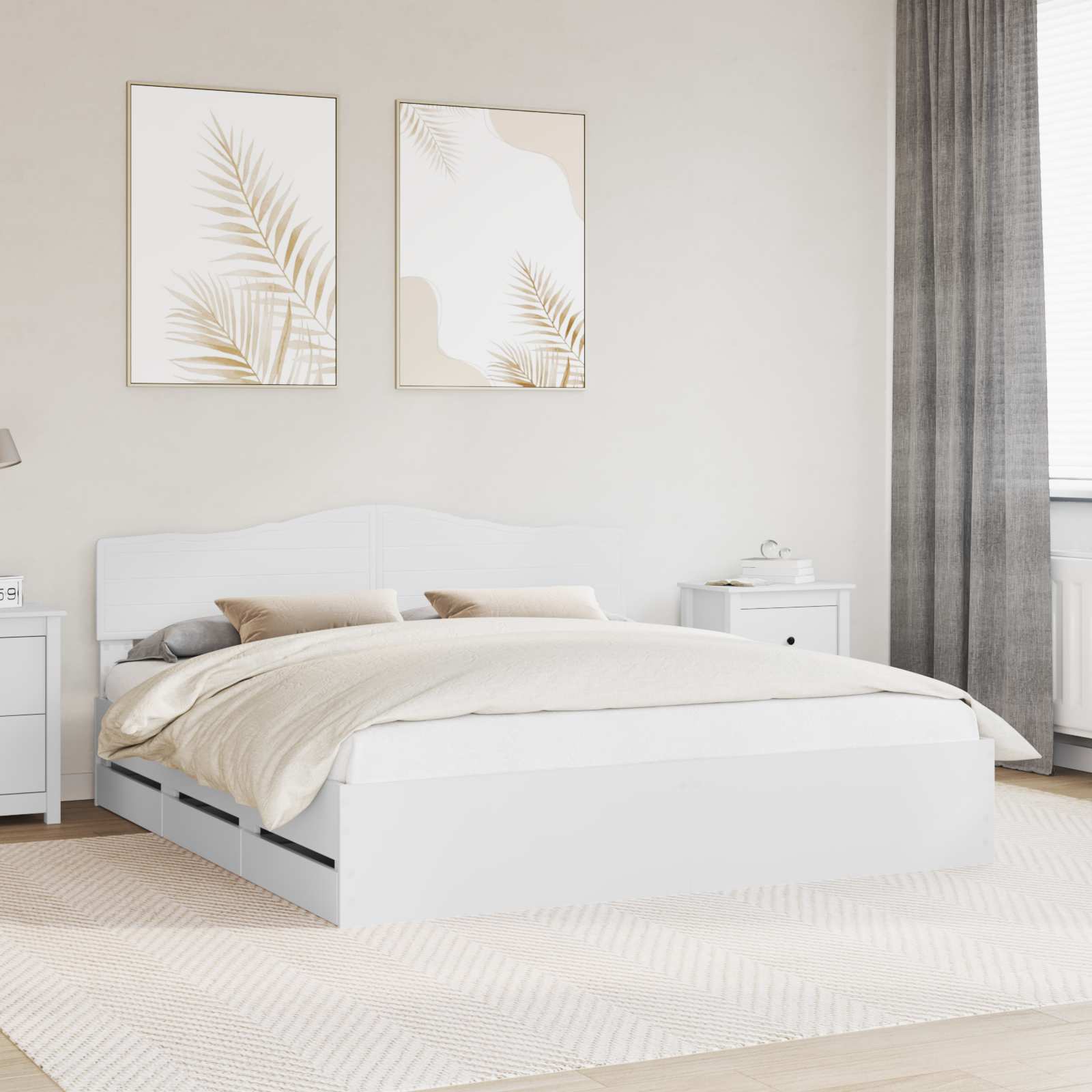 vidaXL Bedframe met lade met opslag Wit 200 x 200 cm Ingenieurshout