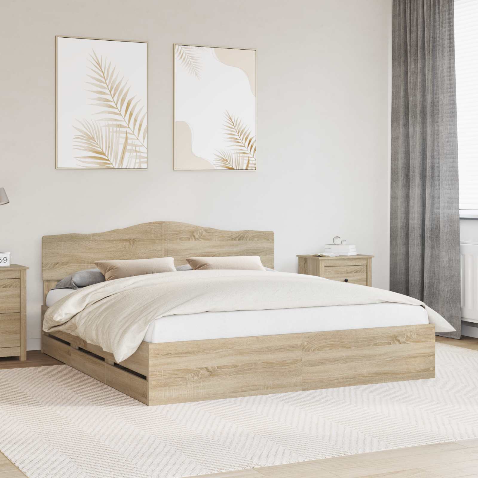 vidaXL Bedframe met lade met opslag Wit 200 x 200 cm Ingenieurshout