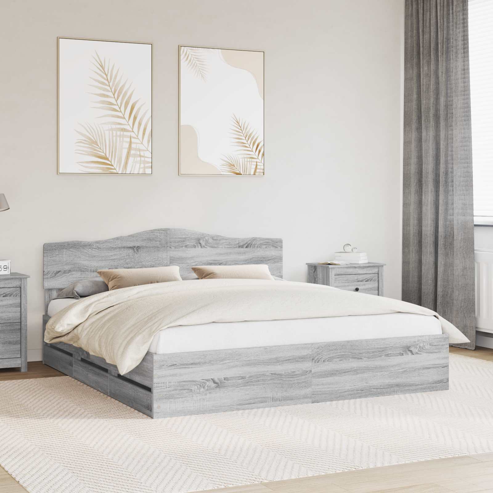 vidaXL Bedframe met lade met opslag Wit 200 x 200 cm Ingenieurshout