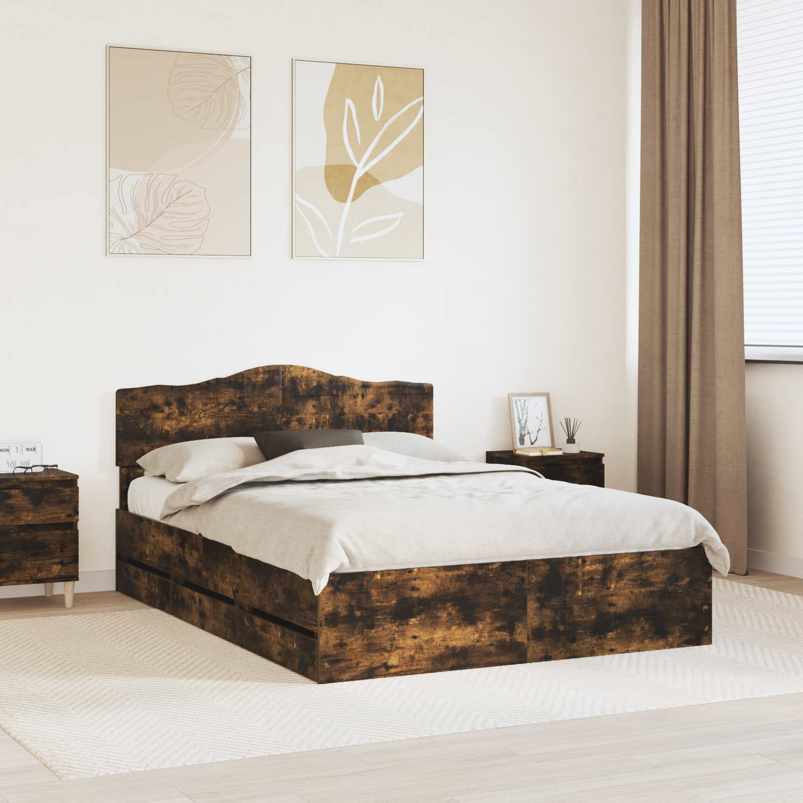 vidaXL Bedframe met lade met opslag Wit 200 x 200 cm Ingenieurshout