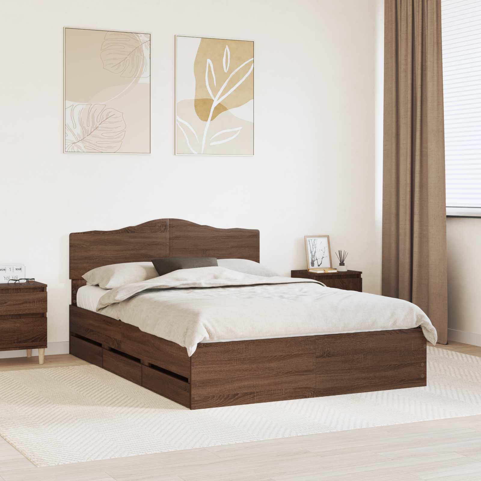 vidaXL Bedframe met lade met opslag Wit 200 x 200 cm Ingenieurshout