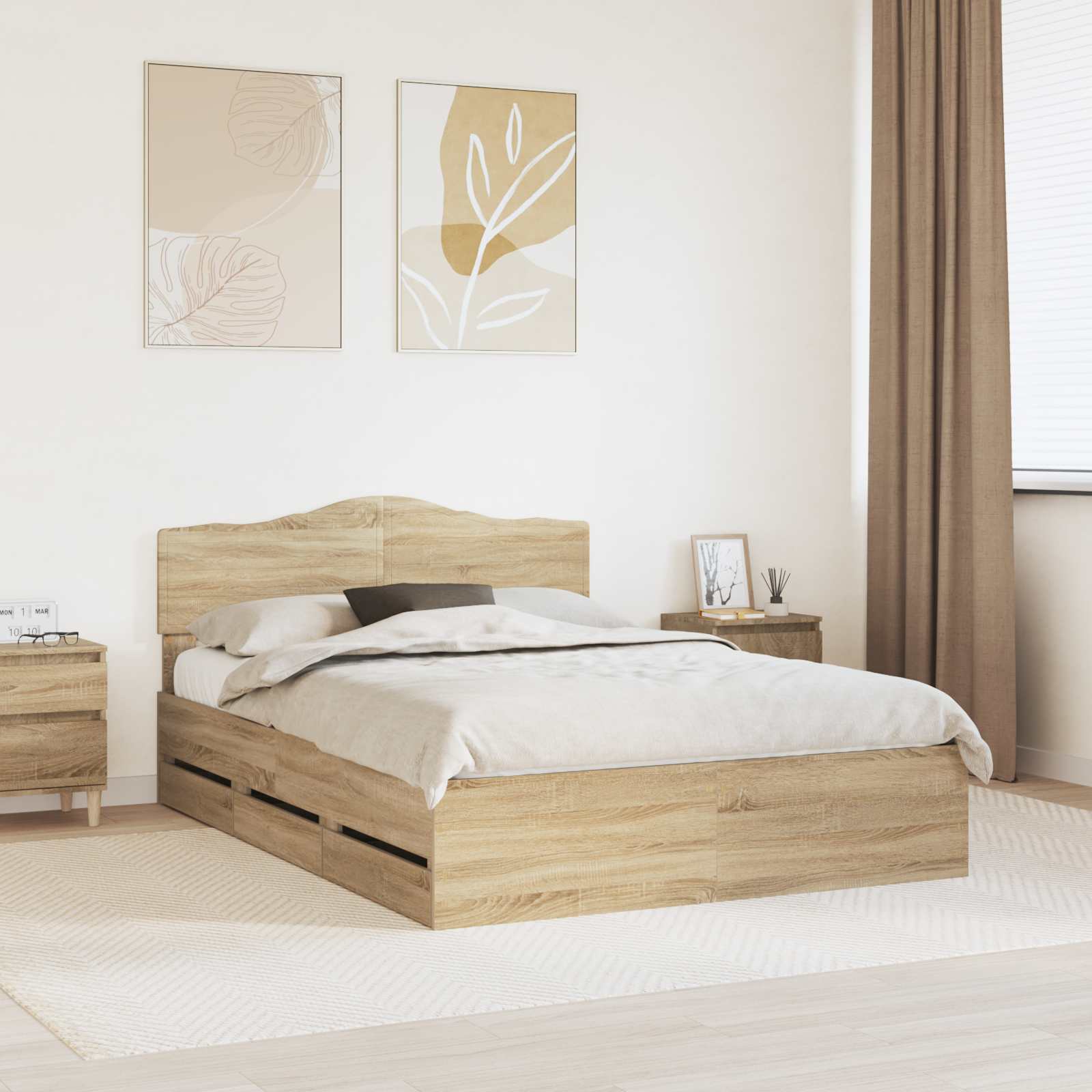 vidaXL Bedframe met lade met opslag Wit 200 x 200 cm Ingenieurshout