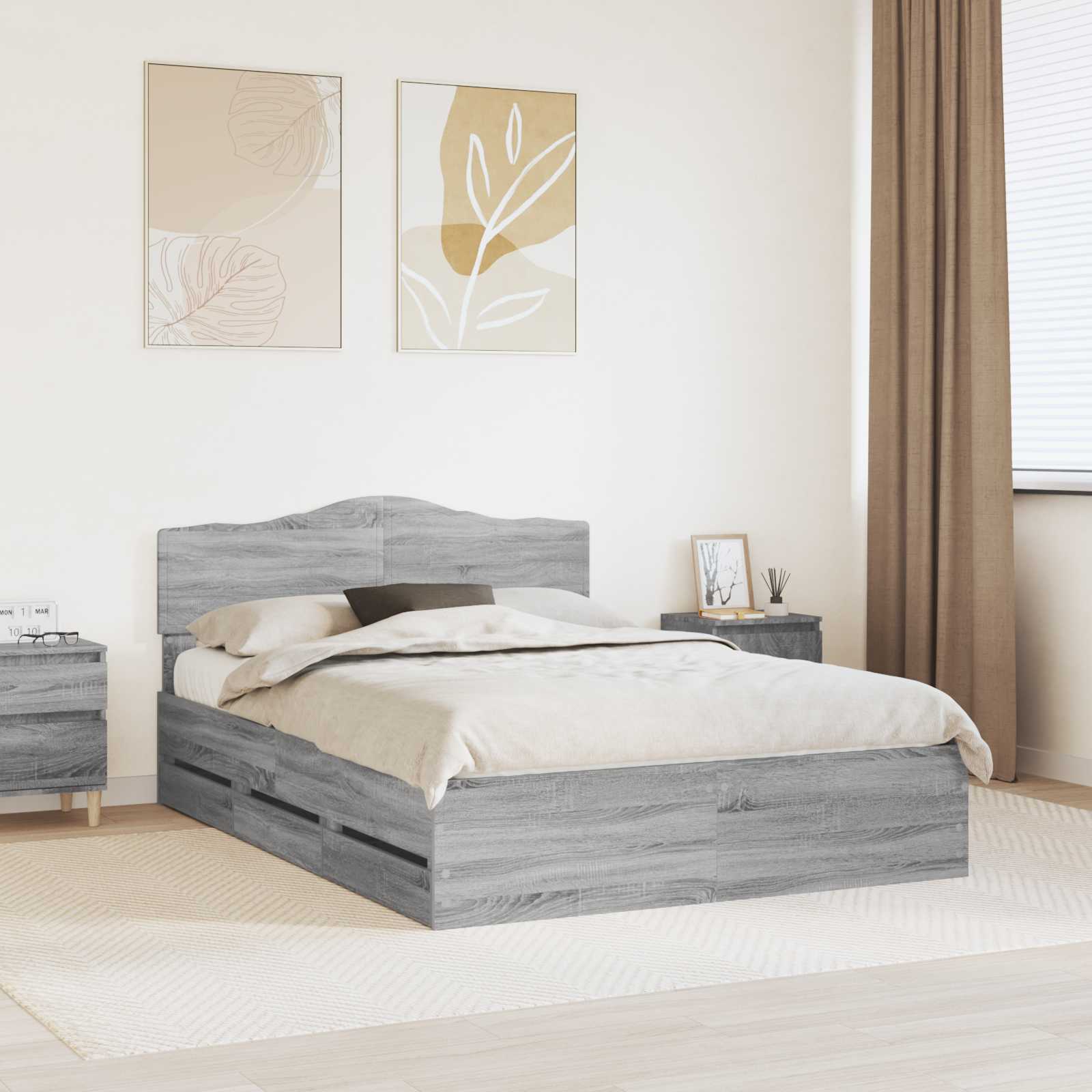 vidaXL Bedframe met lade met opslag Wit 200 x 200 cm Ingenieurshout