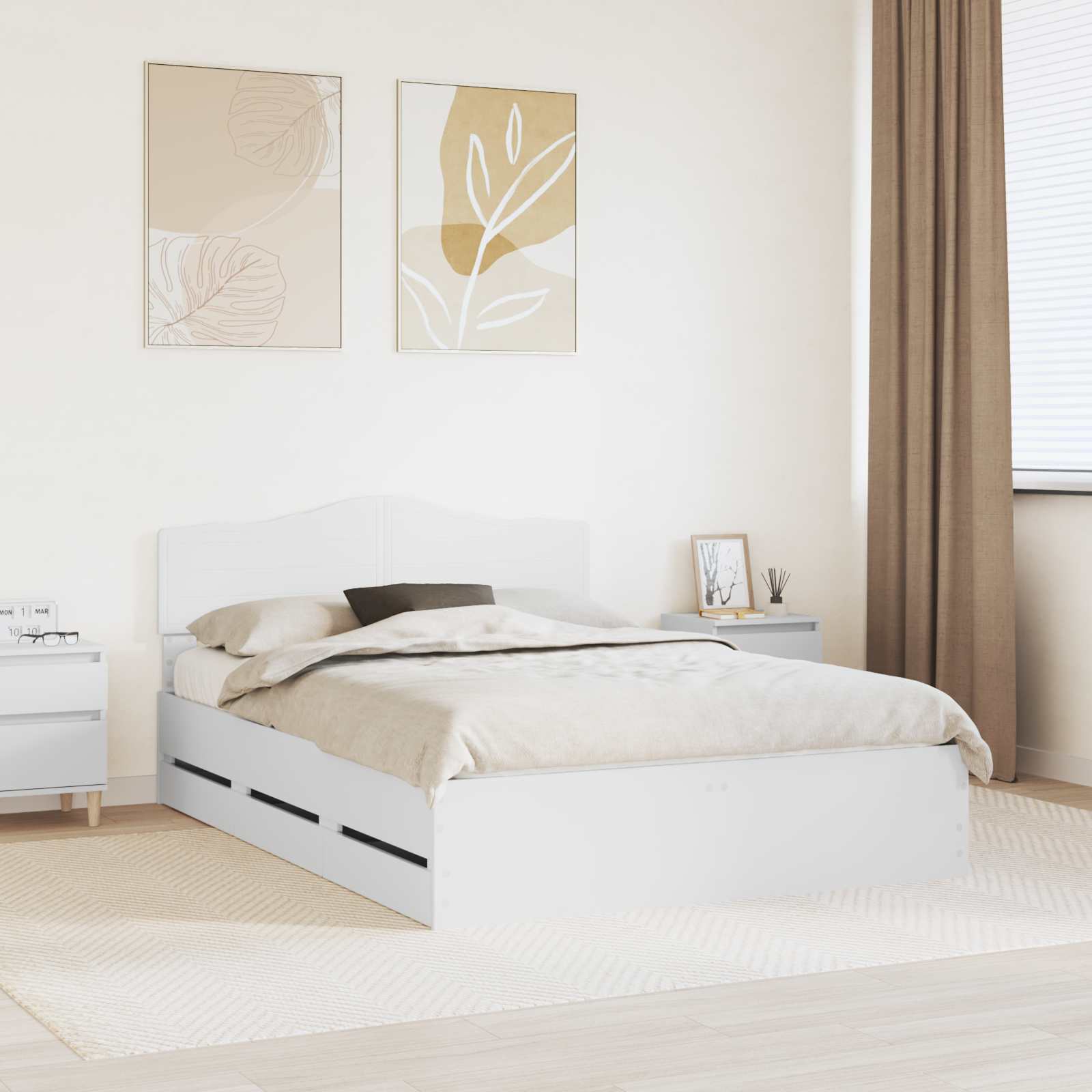 vidaXL Bedframe met lade met opslag Wit 200 x 200 cm Ingenieurshout