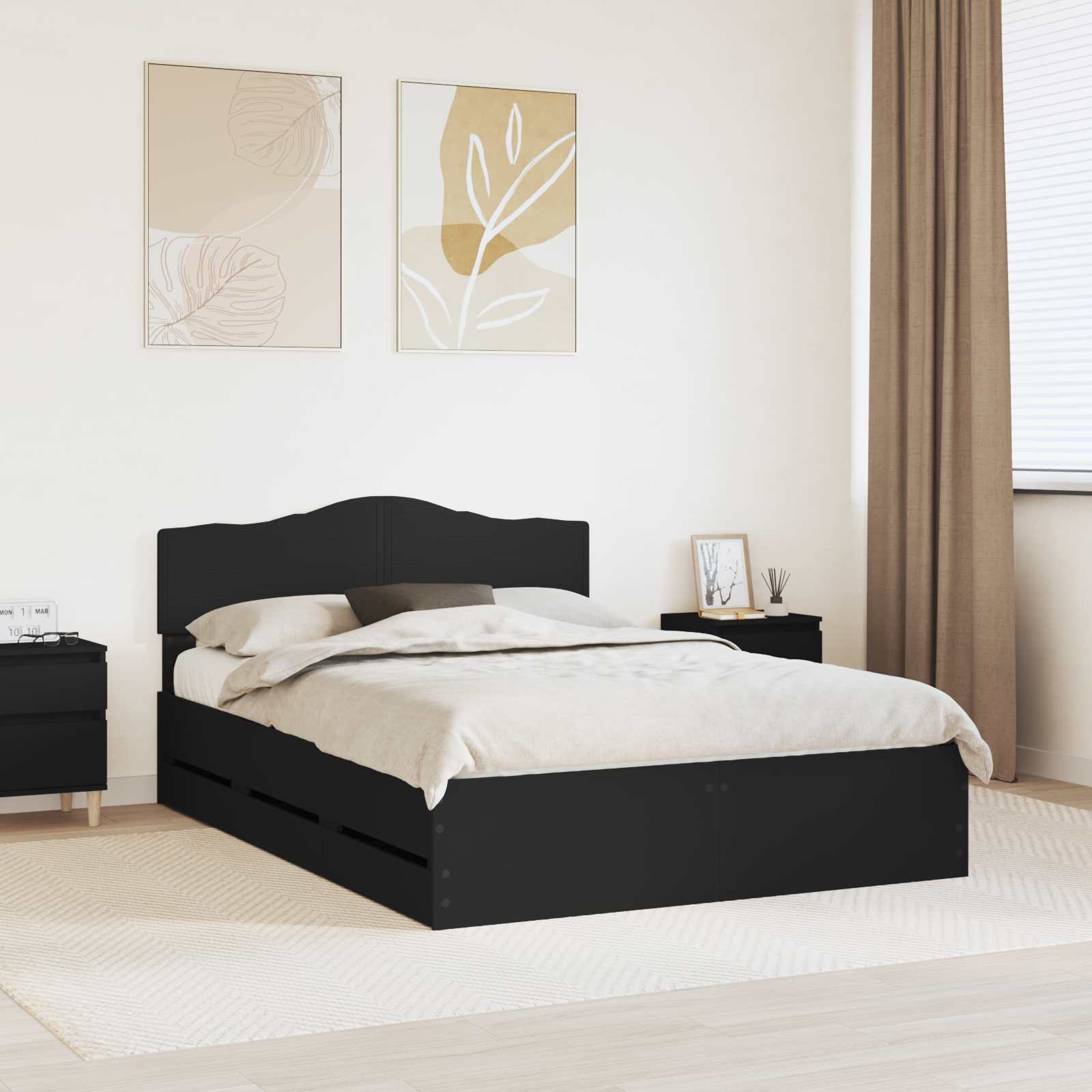 vidaXL Bedframe met lade met opslag Wit 200 x 200 cm Ingenieurshout