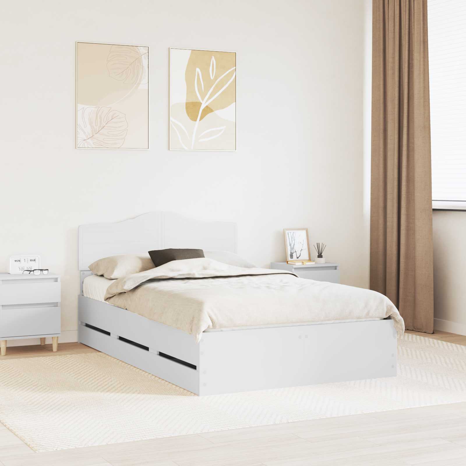 vidaXL Bedframe met lade met opslag Wit 200 x 200 cm Ingenieurshout