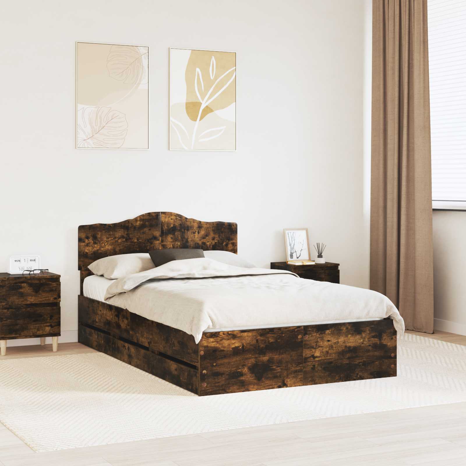 vidaXL Bedframe met lade met opslag Wit 200 x 200 cm Ingenieurshout