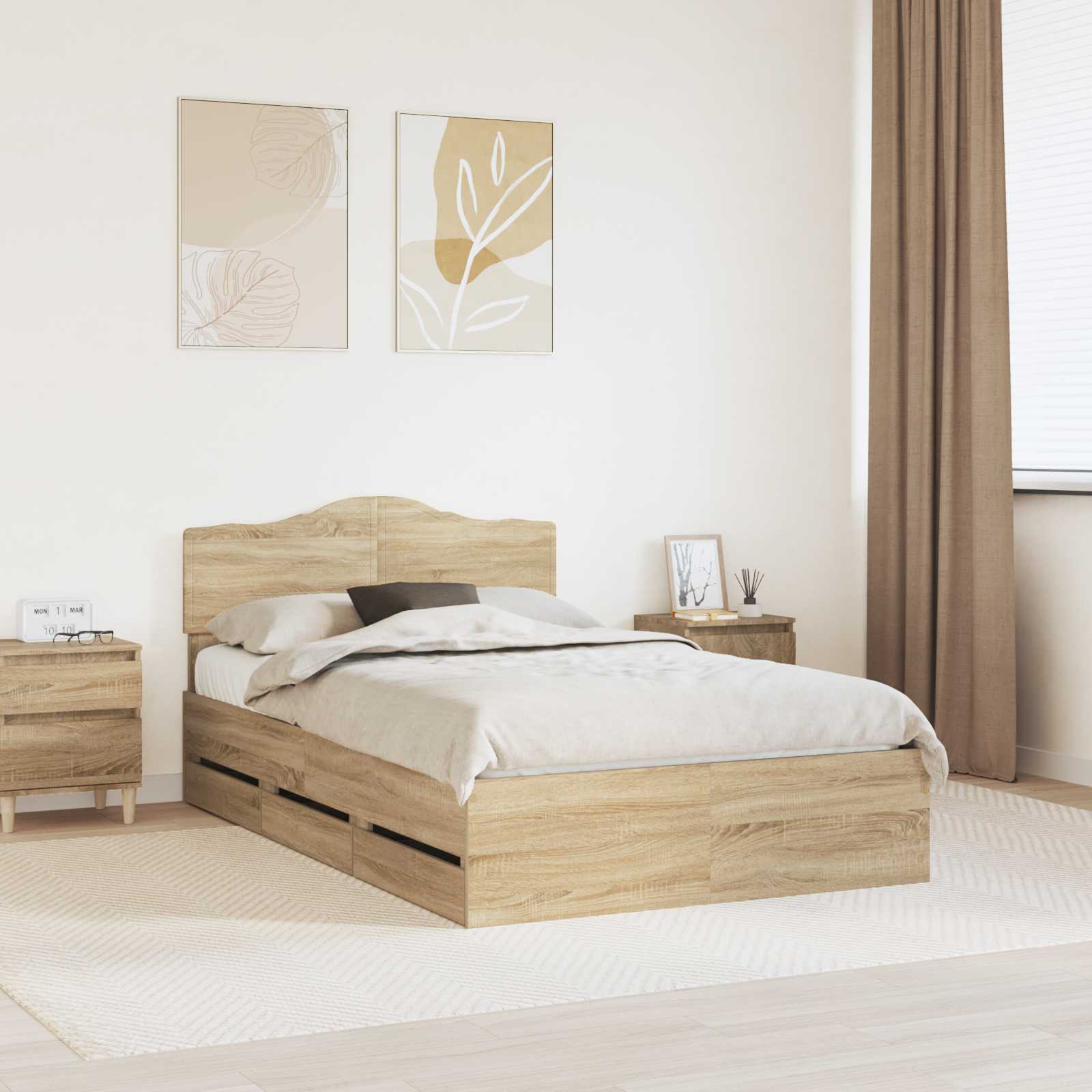 vidaXL Bedframe met lade met opslag Wit 200 x 200 cm Ingenieurshout