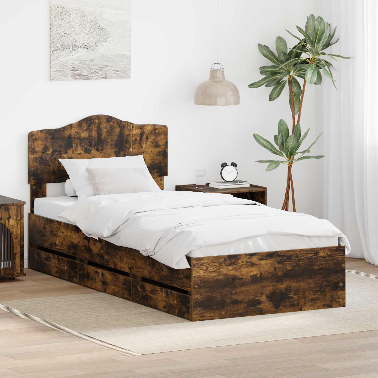 vidaXL Bedframe met lade met opslag Wit 200 x 200 cm Ingenieurshout