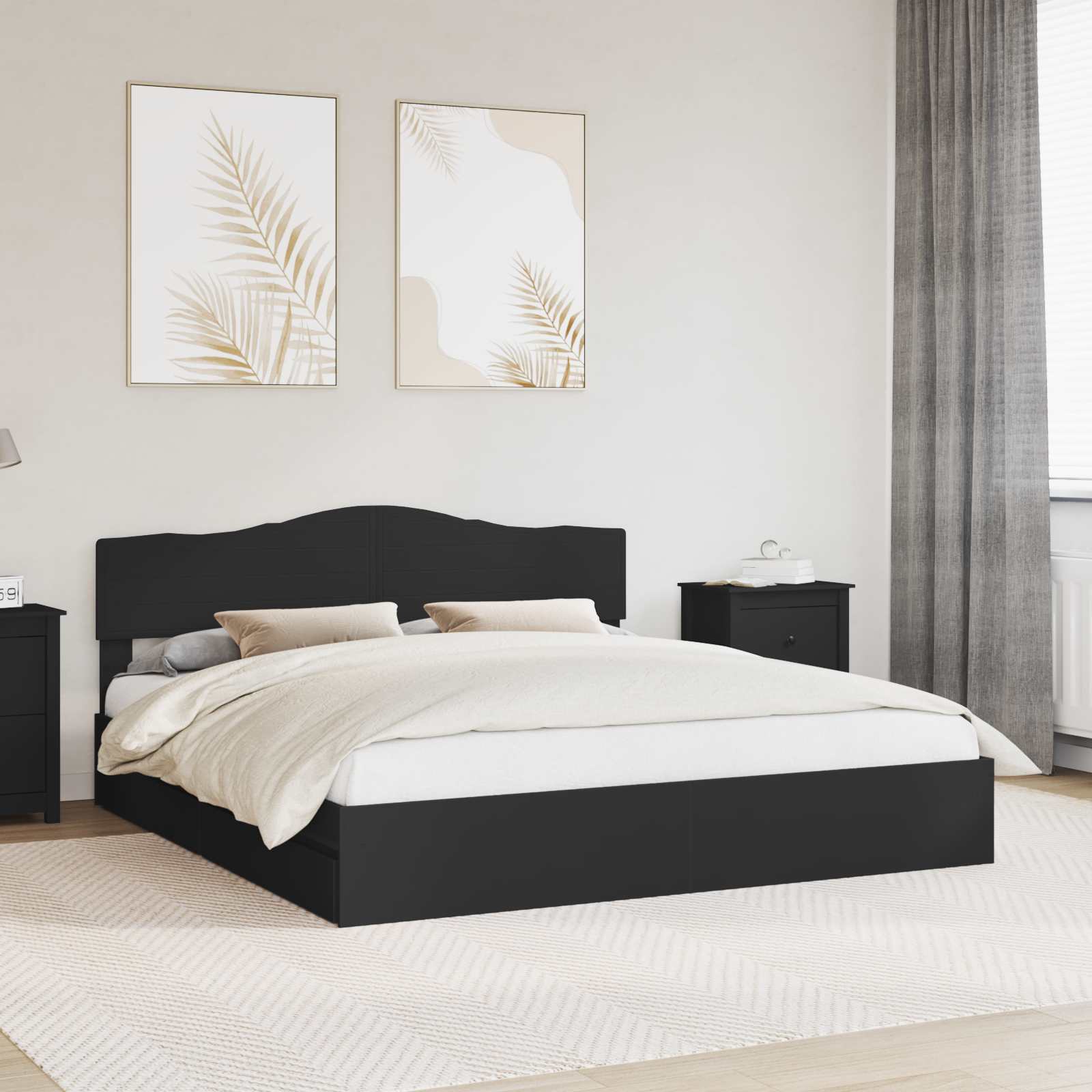 vidaXL Opslag bed met hoofdeinde Wit 200 x 200 cm Bewerkt hout